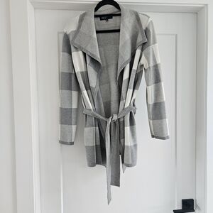 Jones New York Gray and White Plaid Cardigan